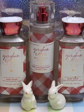 Bath & Body Works Gingham Love Body Wash & Fragrance Body Mist 3 Piece Set NEW